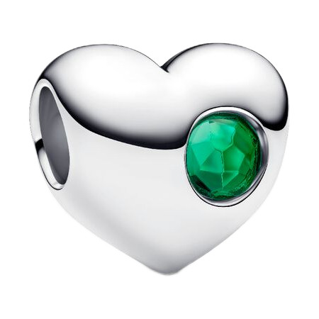 Pandora Engravable May Birthstone Heart Charm | Sterling silver