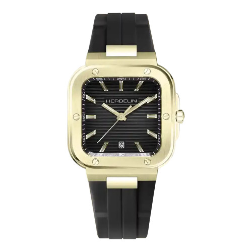 Herbelin Cap Camarat Square Watch | 39mm | Swiss Quartz | Black & PVD Gold