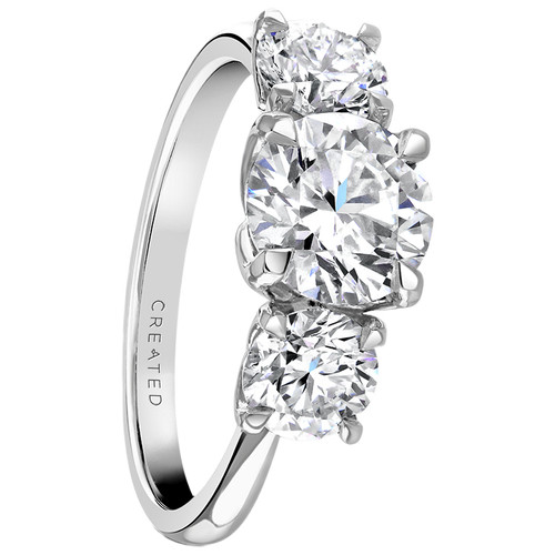 2.50 Ct Trilogy Engagement Ring | Round Brilliant Cut | Lab Diamond | Platinum