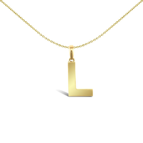 Personalised Plain Initials Necklace | Sterling Silver Chain | 9ct Yellow Gold Letter
