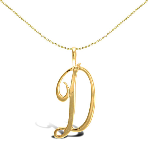Personalised Script Initials Necklace | Sterling Silver Chain | 9ct Yellow Gold Letter