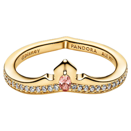 Pandora Disney Aurora Ring with Misty Rose Cubic Zirconia and Clear Cubic Zirconia | 14k Gold-plated | Size 58mm