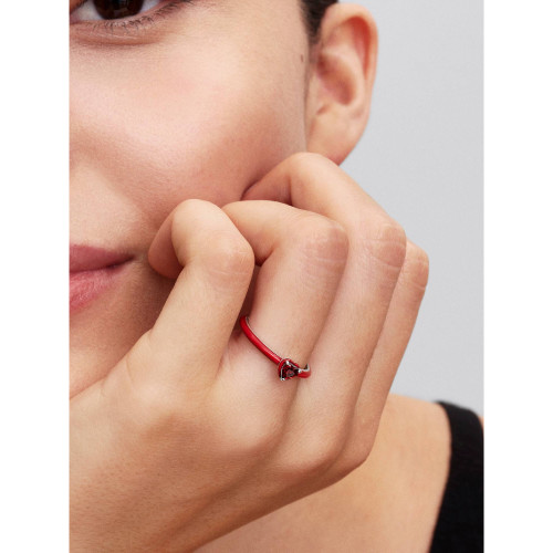 Pandora Heart Ring with Salsa Red Crystal and Red Enamel | Sterling Silver | Size 50mm