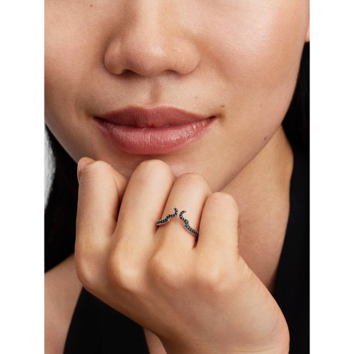 Pandora Disney Maleficent Ring with Black Crystal | Sterling Silver | Size 54mm