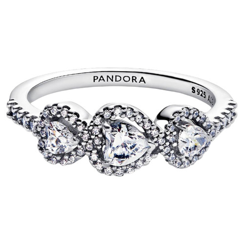 Pandora Triple Heart Ring with Clear Cubic Zirconia | Sterling Silver | Size 50mm