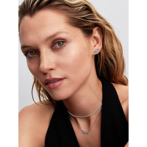 Pandora Triple Heart Collier with Clear Cubic Zirconia | Sterling Silver | Size 45 cm