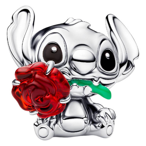 Pandora Disney Stitch Charm with Red Murano Glass, Black and Green Enamel | Sterling Silver