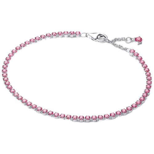 Pandora Tennis Bracelet with Fancy Pink Cubic Zirconia | Sterling Silver | Size 18 cm