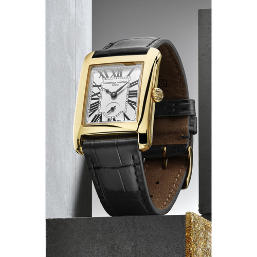 Frederique Constant Classics Watch | Carree Small Seconds | Swiss Quartz | 36mm x 25mm | Silver with Gold Case