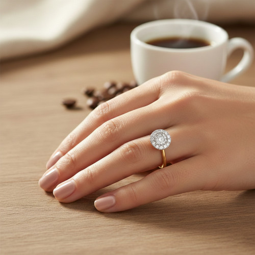 18ct Yellow Gold Cluster Ring | Round | 0.27 Natural Diamond