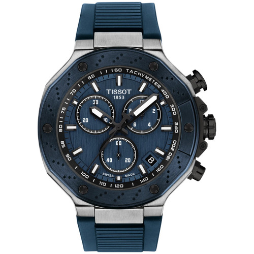 Tissot T-Race Chronograph Watch | 45mm | Swiss Quartz | Blue | Blue Rubber Band