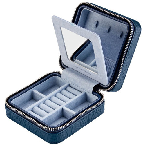 WOLF X LIBERTY Lanthe Small Travel Jewellery Zip Case | Navy