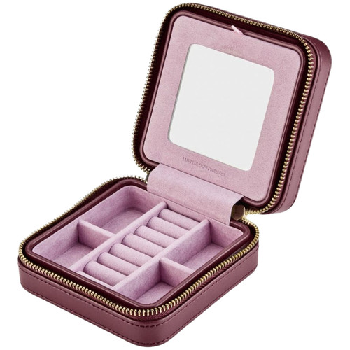 WOLF X LIBERTY Lanthe Small Travel Jewellery Zip Case | Burgundy