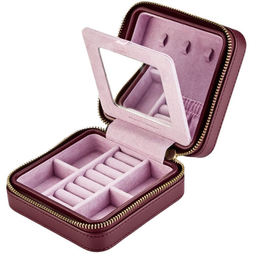 WOLF X LIBERTY Lanthe Small Travel Jewellery Zip Case | Burgundy