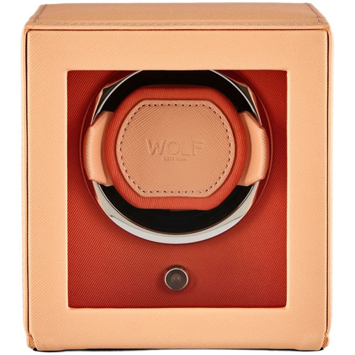 WOLF Cub Single Watch Winder with Glass Cover | Peach