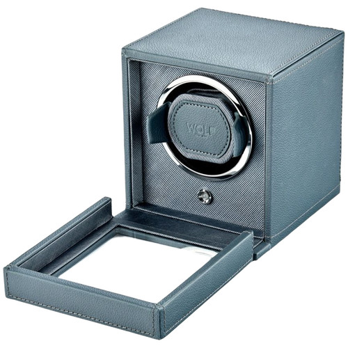 WOLF Cub Single Watch Winder with Glass Cover | Grey