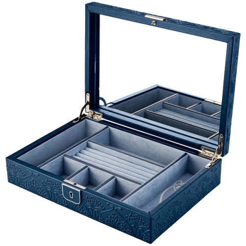 WOLF X LIBERTY Lanthe Medium Jewellery Box | Navy