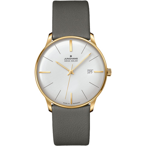 Junghans Meister MEGA Watch | 38mm | Solar | White | Grey Strap