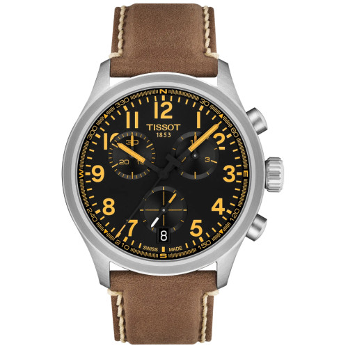Tissot Chrono L Classic Chronograph Watch | 42mm | Swiss Quartz | Black | Brown Strap