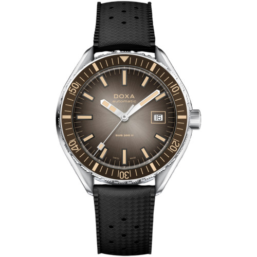 DOXA SUB 200 II Sharkhunter Vintage Watch | 200M | 44mm | Swiss Automatic | Gradient Smoked | Grey Bezel | Black Strap