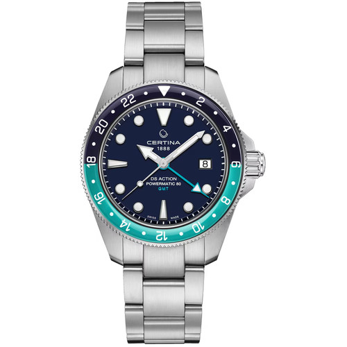 Certina DS Action GMT Watch | Powermatic 80 | 41mm | Swiss Automatic | Blue