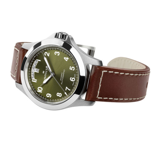 Hamilton Khaki Field Watch | King | 40mm | Swiss Automatic | Green | Brown Strap