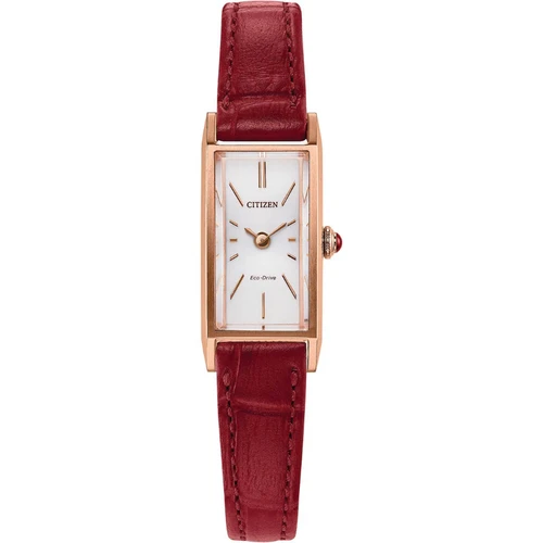 Citizen Fio Watch | 14X30mm | Eco Drive | White | Red Leather Strap