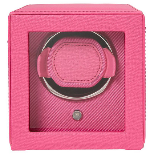 WOLF Cub Single Watch Winder with Glass Cover | Pink