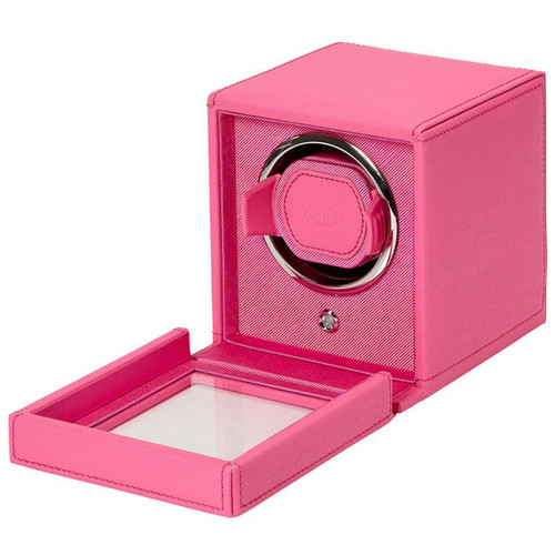 WOLF Cub Single Watch Winder with Glass Cover | Pink