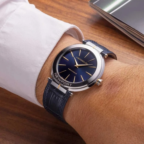 Herbelin Newport Slim Mechanical Watch | 42mm | Blue & Gold