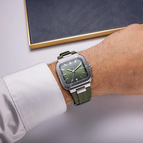 Herbelin Cap Camarat Square Watch | 39mm | Swiss Quartz | Khaki Green