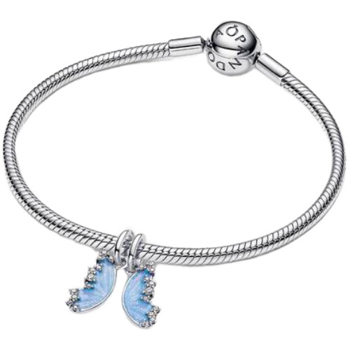 Pandora Butterfly Splittable Dangle with Clear Cubic Zirconia and Shimmering Blue Enamel | Sterling Silver | DV 794244C01 | 794244C01