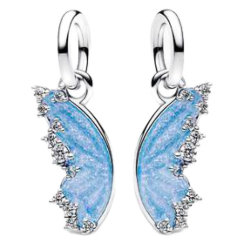Pandora Butterfly Splittable Dangle with Clear Cubic Zirconia and Shimmering Blue Enamel | Sterling Silver | DV 794244C01 | 794244C01