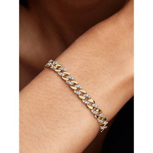 Pandora Cuban Chain Bracelet with Clear Cubic Zirconia | Sterling Silver | 14k Gold-plated | DV 564229C01-18 | 564229C01-18