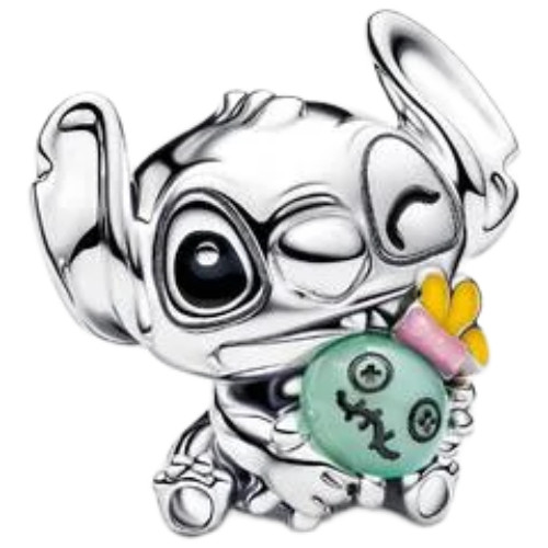 Pandora Disney Stitch Charm with Green Murano Glass, Black, Pink and Yellow Enamel | Sterling Silver | DV 794554C01 | 794554C01