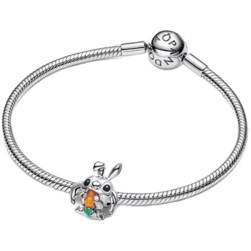 Pandora Disney Stitch Charm with Orange Imitation Quartz, Black and Green Enamel | Sterling Silver | DV 794498C01 | 794498C01