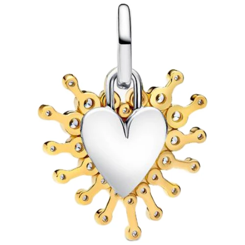 Pandora Heart Double Dangle with Clear Cubic Zirconia | Sterling Silver | 14k Gold-Plated | DV 764141C01 | 764141C01