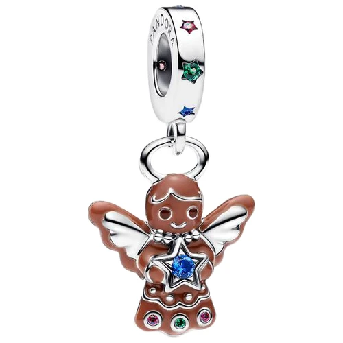 Pandora Gingerbread Angel Dangle with Red Cubic Zirconia, royal blue crystal and enamel | Sterling Silver | DV 794247C01 | 794247C01