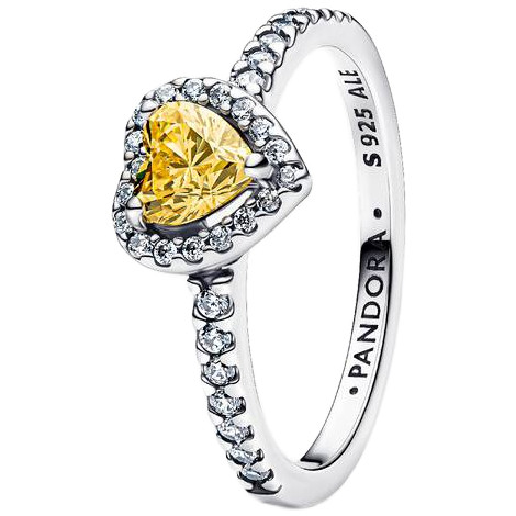 Pandora Heart Ring with Vibrant Yellow and Clear Cubic Zirconia | Sterling Silver | DV 198421C06-58 | 198421C06-58