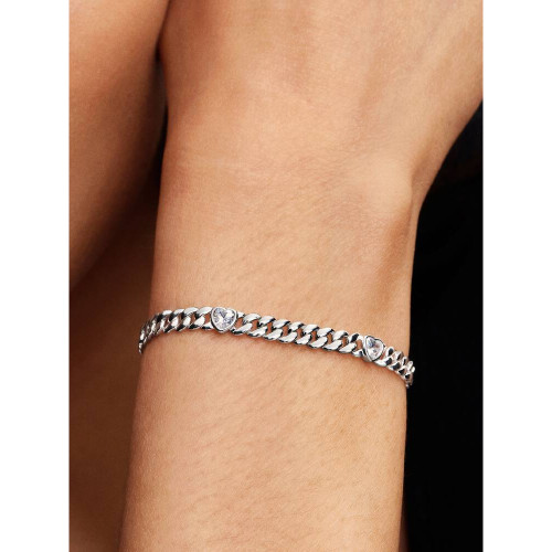 Pandora Heart Cuban Chain Bracelet with Clear Cubic Zirconia | Sterling Silver | DV 594226C01-20 | 594226C01-20