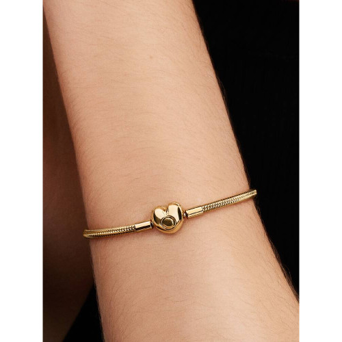Pandora Heart Clasp Snake Chain Bracelet | 14k Gold Plating | DV 563050C00-16 | 563050C00-16