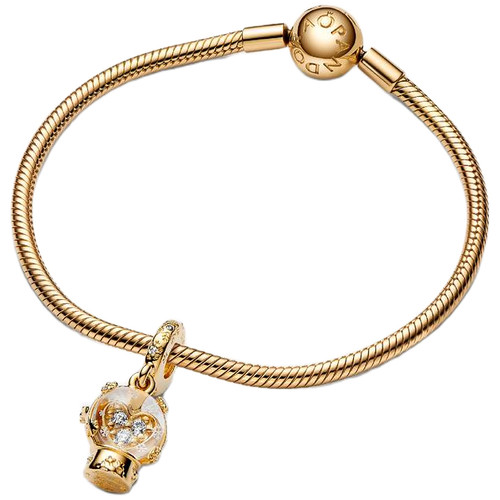Pandora Heart Snowflake Snow Globe Dangle Charm | 14k Gold Plating | DV 762825C01 | 762825C01