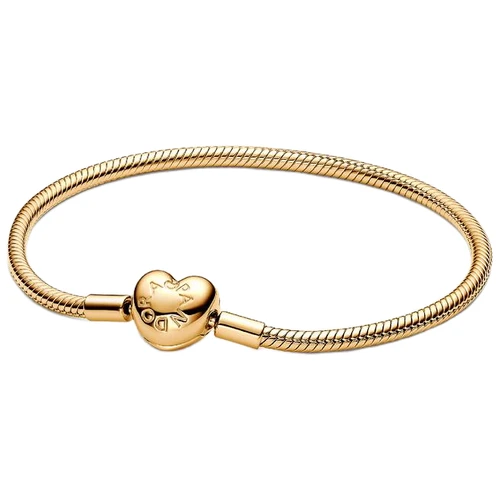 Pandora Heart Clasp Snake Chain Bracelet | 14k Gold Plating | DV 563050C00-19 | 563050C00-19