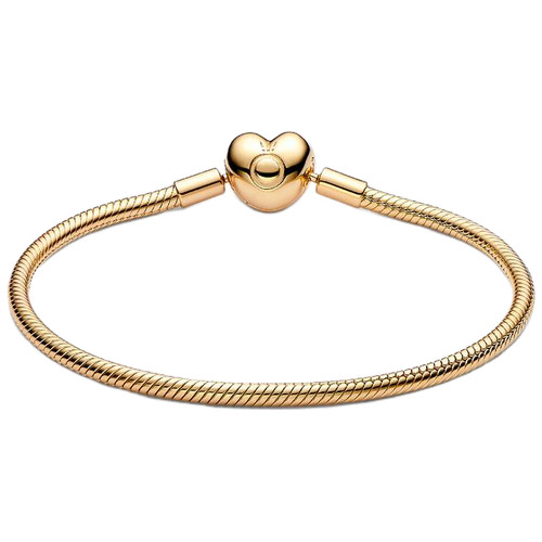 Pandora Heart Clasp Snake Chain Bracelet | 14k Gold Plating | DV 563050C00-23 | 563050C00-23