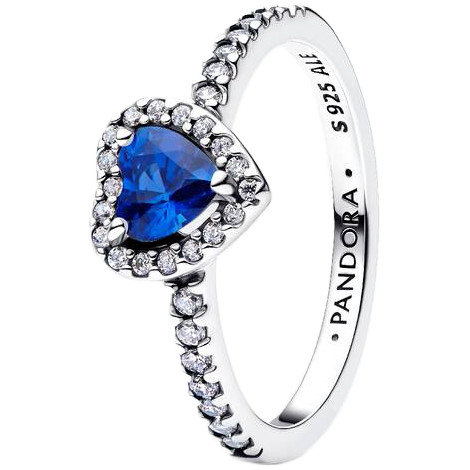 Pandora Heart Ring with Princess Blue Crystal Zirconia | Sterling Silver | DV 198421C09-58 | 198421C09-58