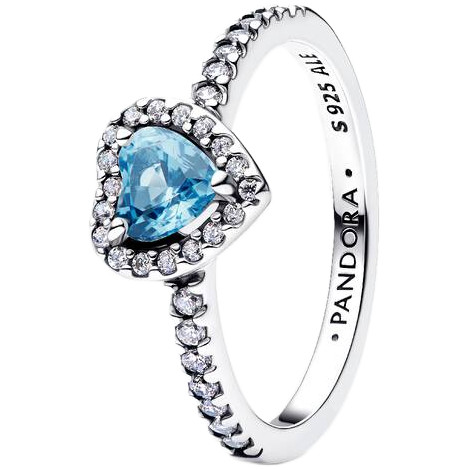 Pandora Heart Ring with Light Blue Crystal Zirconia | Sterling Silver | DV 198421C10-52 | 198421C10-52
