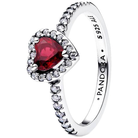 Pandora Heart Ring with Fuchsia Rose Crystal Zirconia | Sterling Silver | DV 198421C13-56 | 198421C13-56