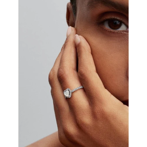 Pandora Heart Ring with White Bioresin Mother-of-pearl Zirconia | Sterling Silver | DV 198421C11-54 | 198421C11-54