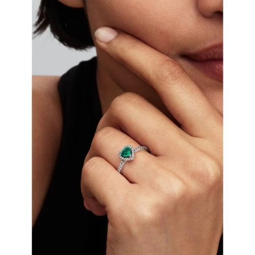 Pandora Heart Ring with Royal Green Crystal Zirconia | Sterling Silver | DV 198421C07-58 | 198421C07-58
