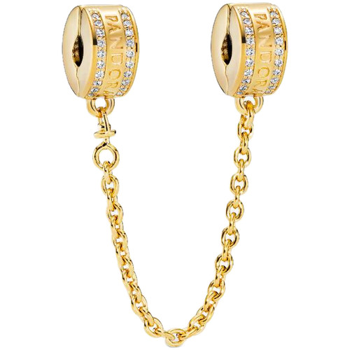 Pandora Logo Safety Chain Clip Charm | 14k Gold Plating | DV 768642C01-05 | 768642C01-05